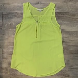 Neon Yellow Sleeveless top with zipper